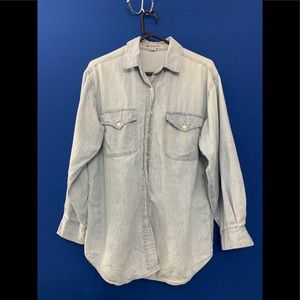 Kikomo, white washed blue Jean long sleeve shirt